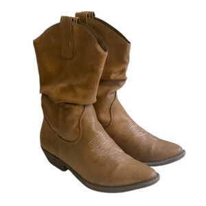 STYLE & CO Dannaa Western Cowboy Boots - Size 6 Brown Pull On